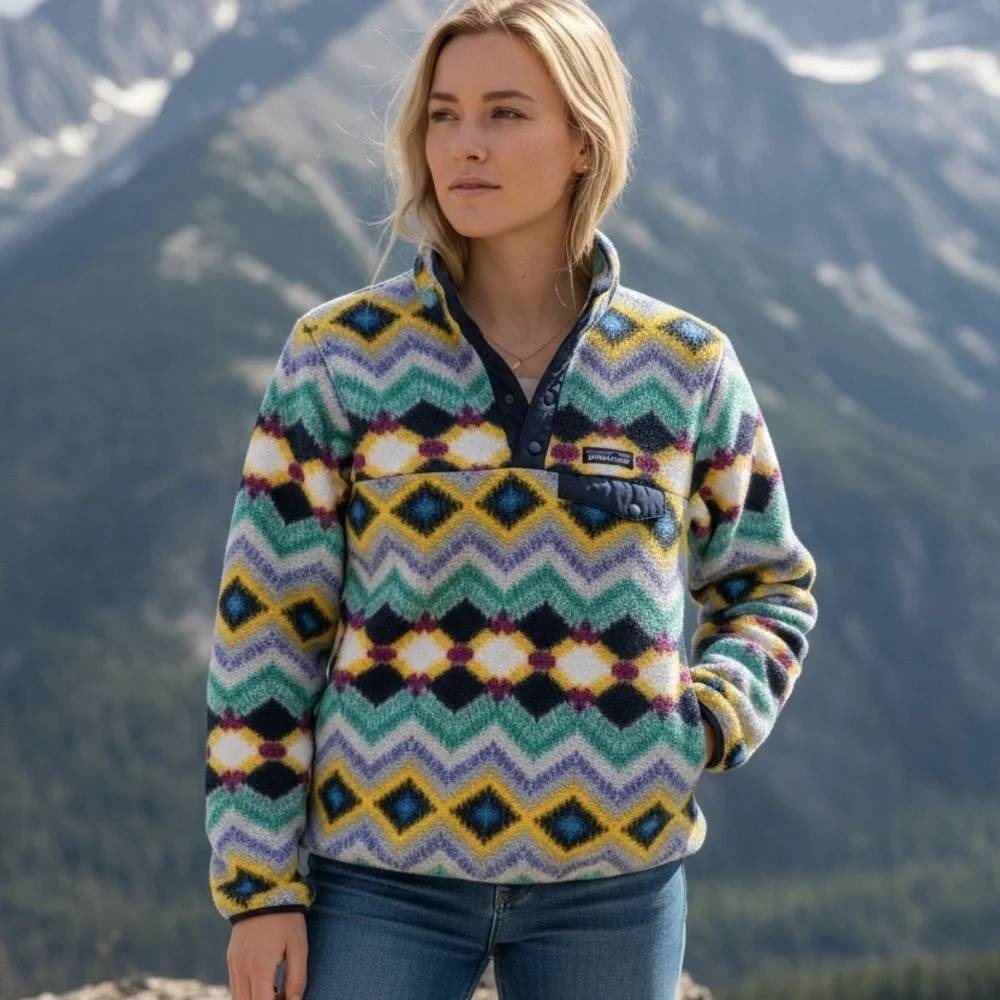 Patagonia Synchilla Snap-T Fleece Womens Sz M Timber Twist Pullover Southwest